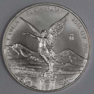 Auction - 2016 Mexico Silver Libertad - 1 Ounce .999 Fine Silver - Toning On Reverse
