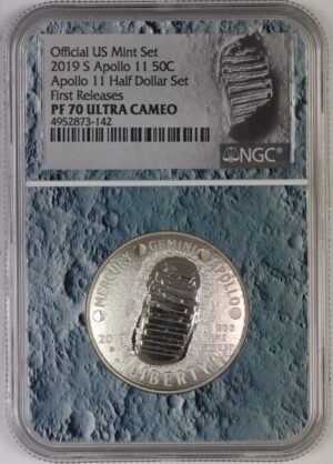 Auction - 2019 S Apollo 11 Commemorative Half Dollar NGC PF70 Ultra Cameo - Moon Label