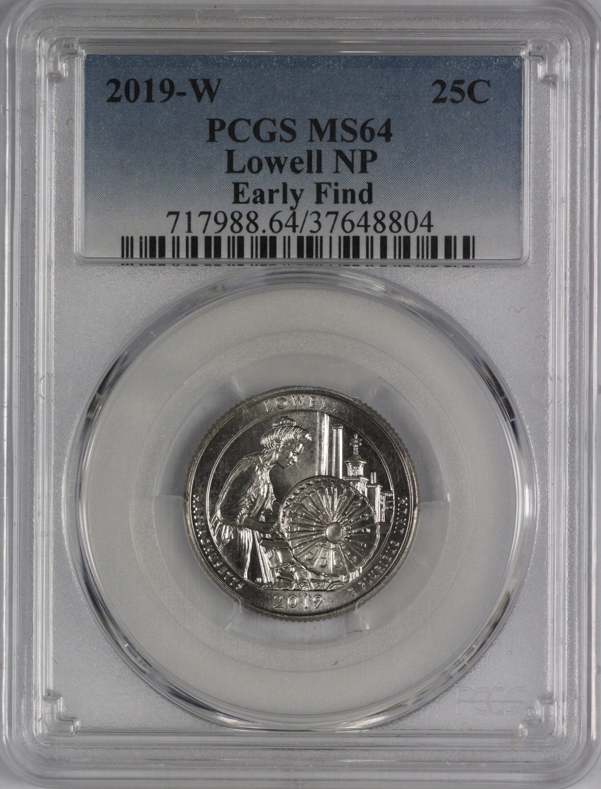 Auction - 2019 W Lowell NP Quarter PCGS MS64 - Early Find Label