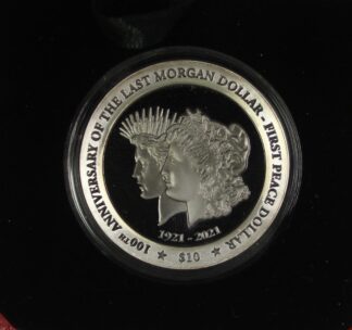 Auction - 2021 $10 Last Morgan First Peace Dollar Anniversary Virgin Islands 1 oz .999 Silver
