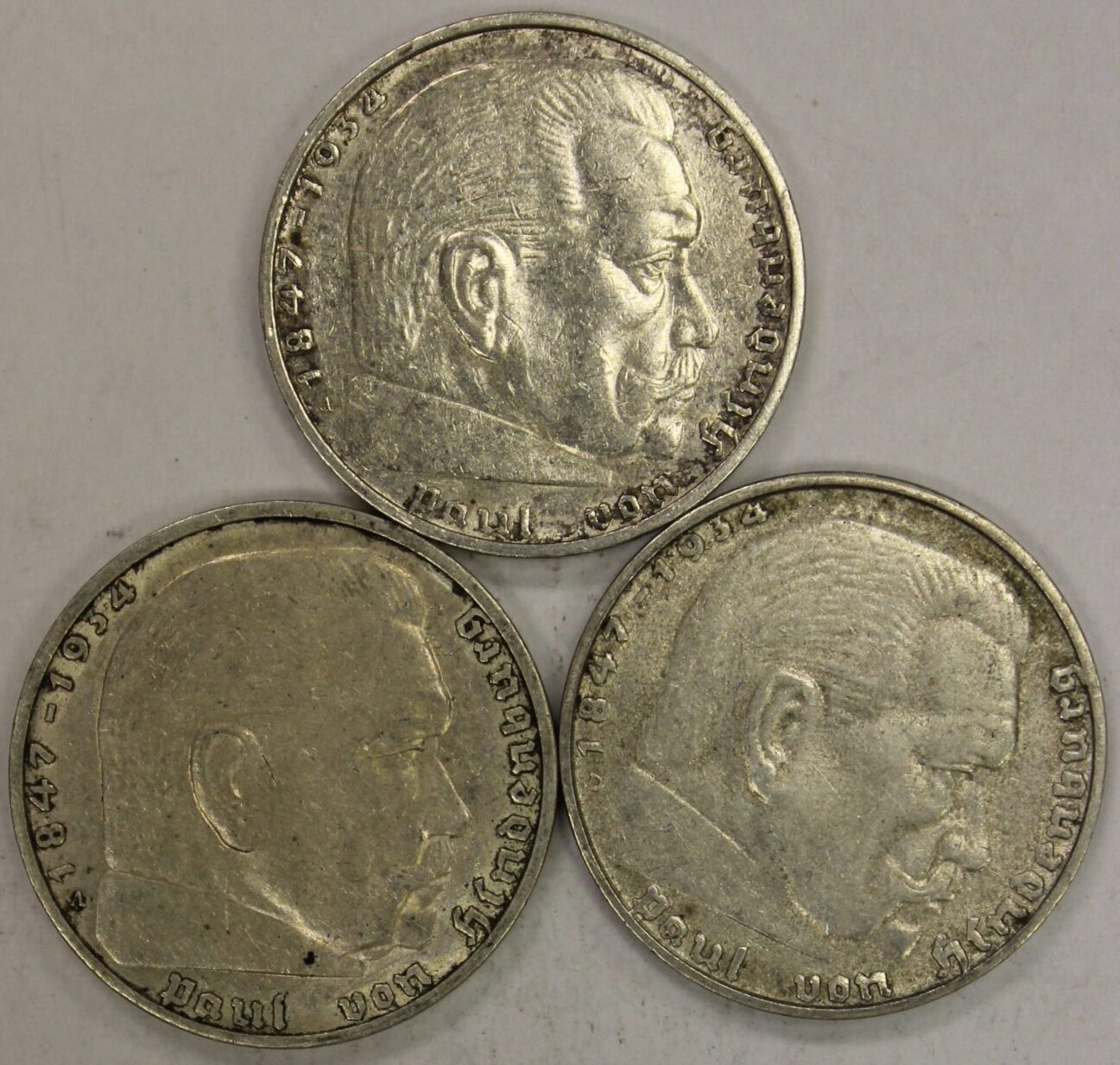 AUCTION- Three Different German Two Mark Silver Coins 1937-A, 1938-D & 1939-A