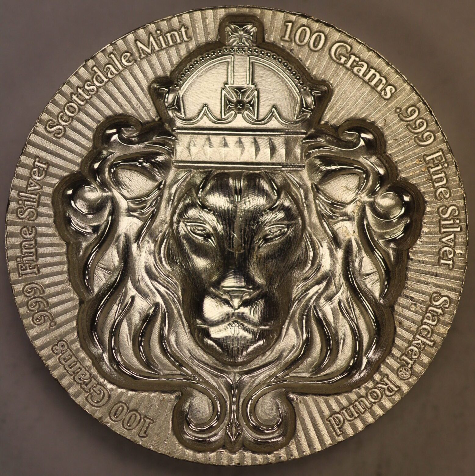 AUCTION- 100 Grams .999 Fine Silver Scottsdale Mint Stacker Round