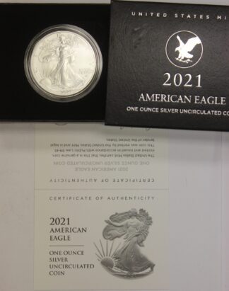 AUCTION- 2021-W Burnished Silver American Silver Eagle in Original Government Packaging