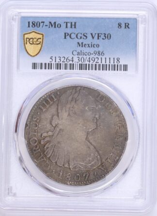 1807 8 Reales Mexico Mo TH VF30 PCGS