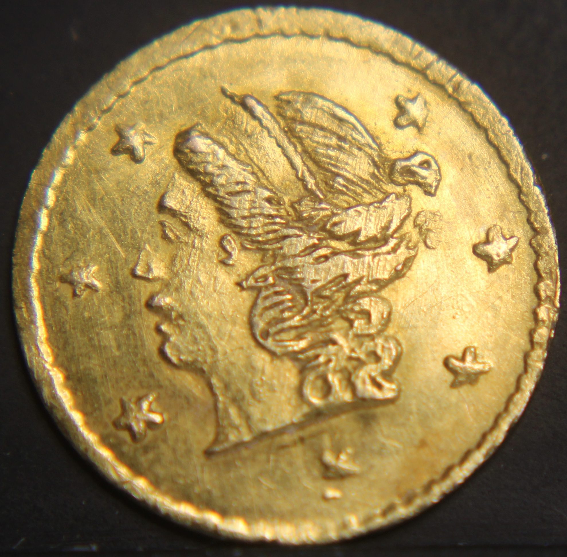 1871 California Gold 1/4 Dollar AU #1292 - Image 2