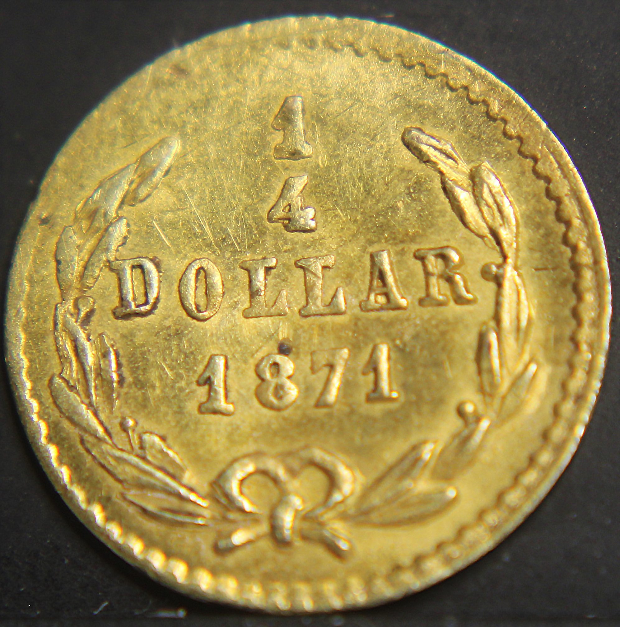 1871 California Gold 1/4 Dollar AU #1292 - Image 3