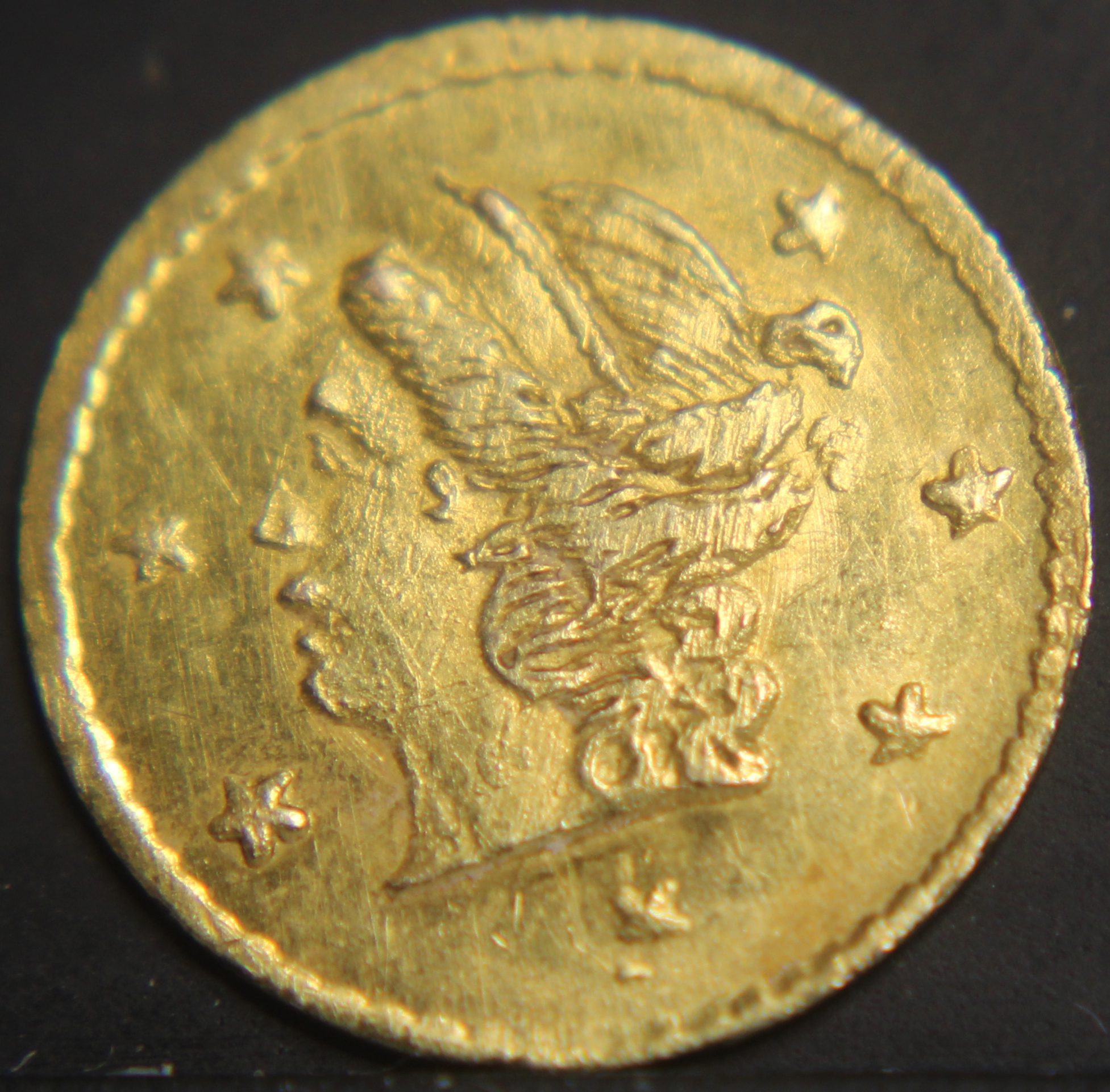 1871 California Gold 1/4 Dollar AU #1292