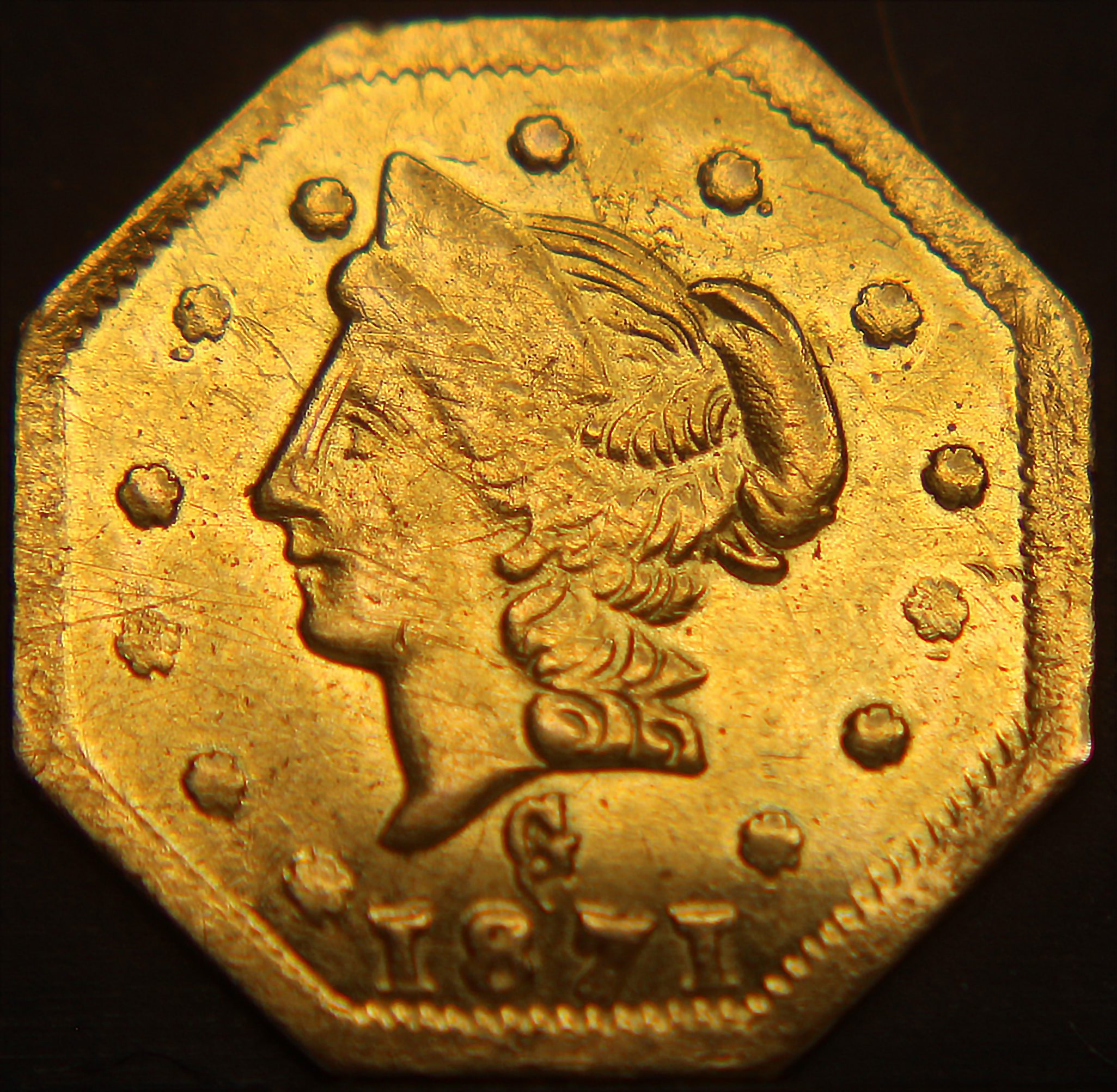 1871 California Gold 1/2 Dollar AU Cleaned #1232 – Portsmouth Coin