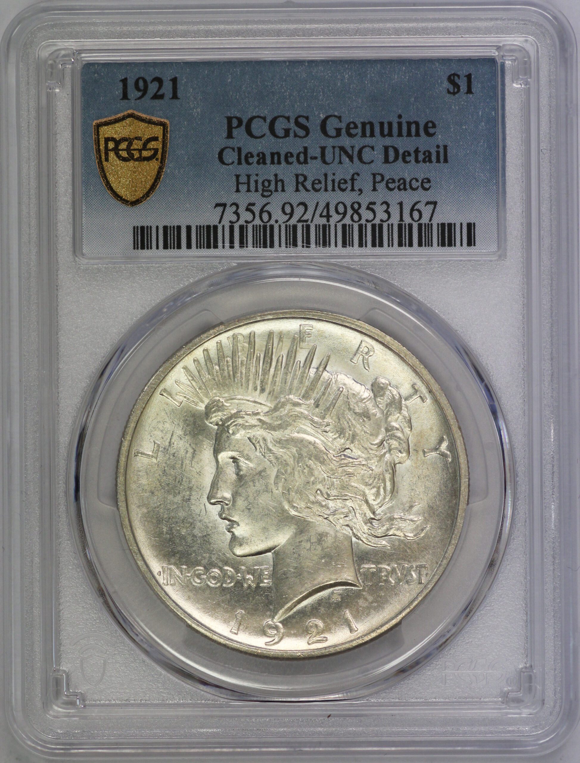1921 Peace Dollar UNC Detail Cleaned PCGS – Portsmouth Coin