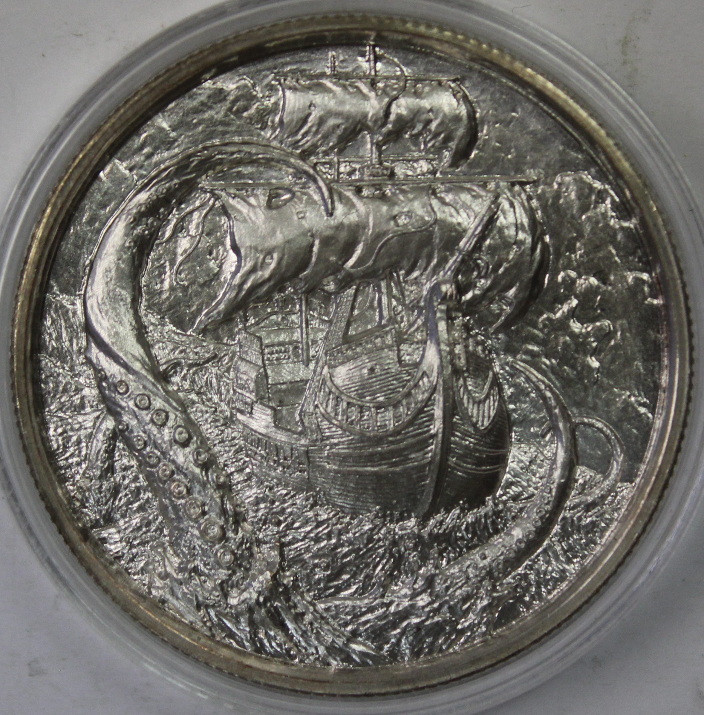 Kraken Pirate Ship Silver 2 oz .999 Silver Round – Portsmouth Coin