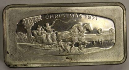 Franklin Mint 1000 Grains Sterling Silver Ingot Christmas 1971 In