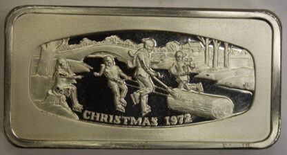 Franklin Mint 1000 Grains Sterling Silver Ingot Christmas 1972 In