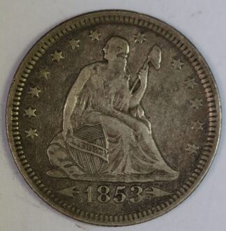 Auction - 1853 Arrows & Rays Seated Liberty Quarter VF