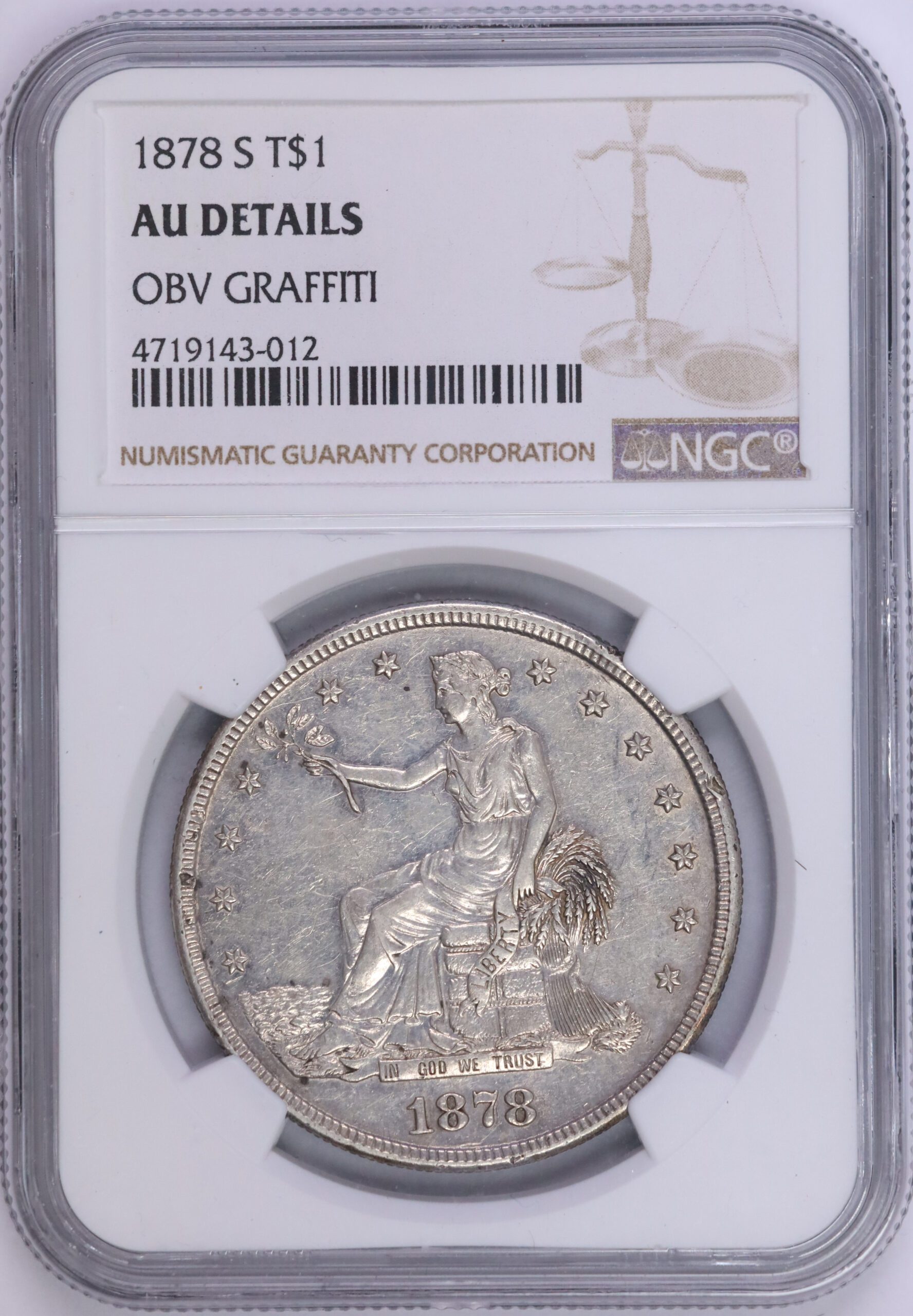 1878 S Trade Dollar AU Cleaned Graffiti NGC – Portsmouth Coin