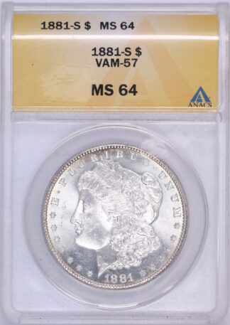 Auction - 1881 S Morgan Dollar MS64 ANACS VAM 57