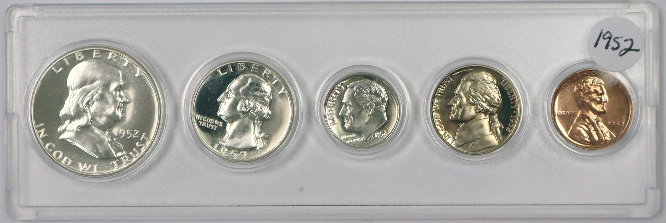 1952 Proof Set 5 Coins In Snap Holder Portsmouth Coin & Currency Co