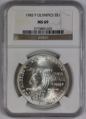 Auction - 1983 P Olympics Silver Commemorative Dollar NGC MS69 - 90% Silver