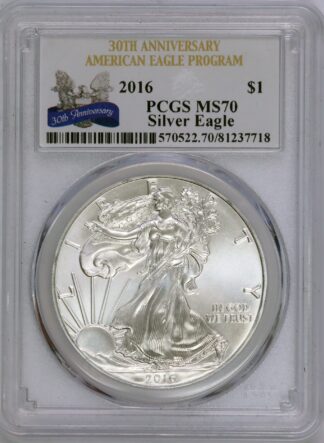 2016 Silver Eagle MS70 PCGS 30th Anniversary
