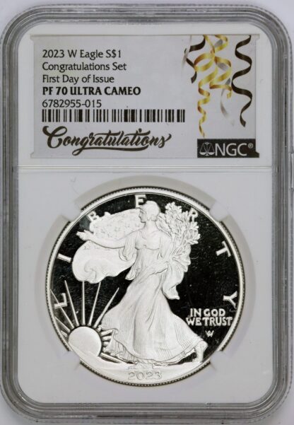 2023　PF70 UC　天龍　5オンス 銀貨 　メダル　NGC PCGS 2023 W Silver Eagle PF70 FDR Congratulations Set NGC – Portsmouth