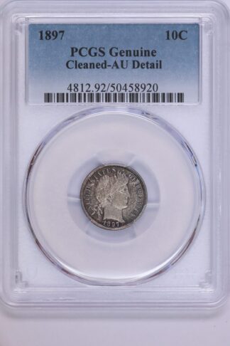 Auction - 1897 Barber Dime Cleaned AU Detail PCGS