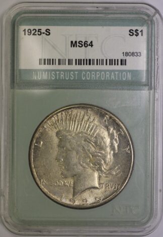 Auction - 1925 S Peace Dollar NTC MS64 Toned - Disregard Grade And Buy The Coin, Not The Holder - Cracked Holder