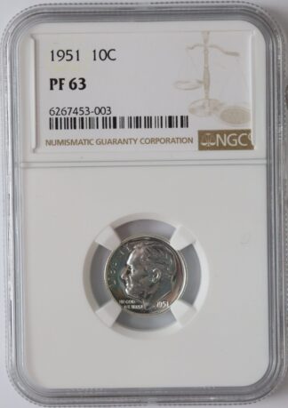 Auction - 1951 Proof Roosevelt Dime PF63 NGC