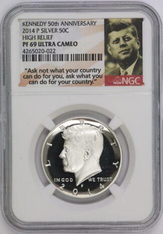 Auction - 2014 P Silver Kennedy Half Dollar PF69 NGC 50th Anniversary