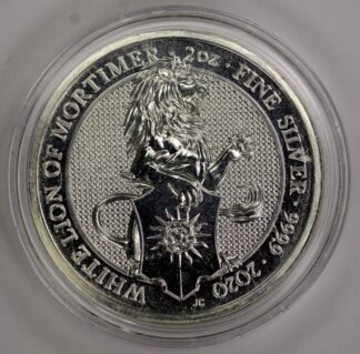 2020 Great Britain Queen's Beasts - White Lion Of Mortimer - 2 OZ .9999 Fine Silver