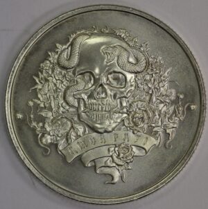 Auction - 2020 Intaglio Mint - Latin Allure Series - Amor Fati Skull & Roses - One OZ .999 Fine Silver - Light Toning
