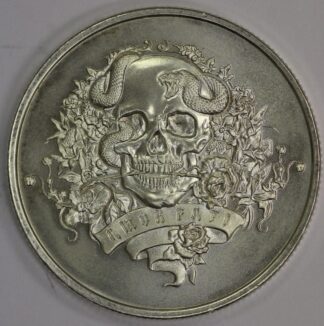 Auction - 2020 Intaglio Mint - Latin Allure Series - Amor Fati Skull & Roses - One OZ .999 Fine Silver - Light Toning