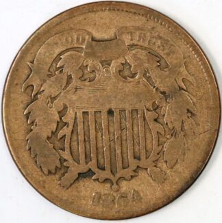Auction - 1864 Two Cent Copper Cleaned