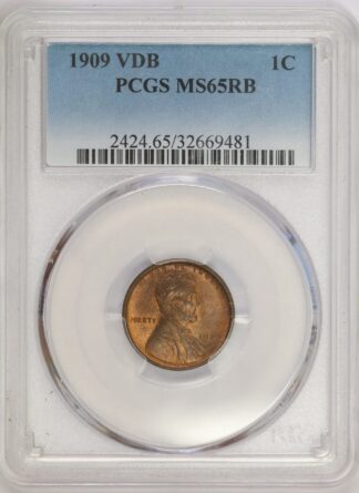 1909 VDB Lincoln Cent MS65RB PCGS
