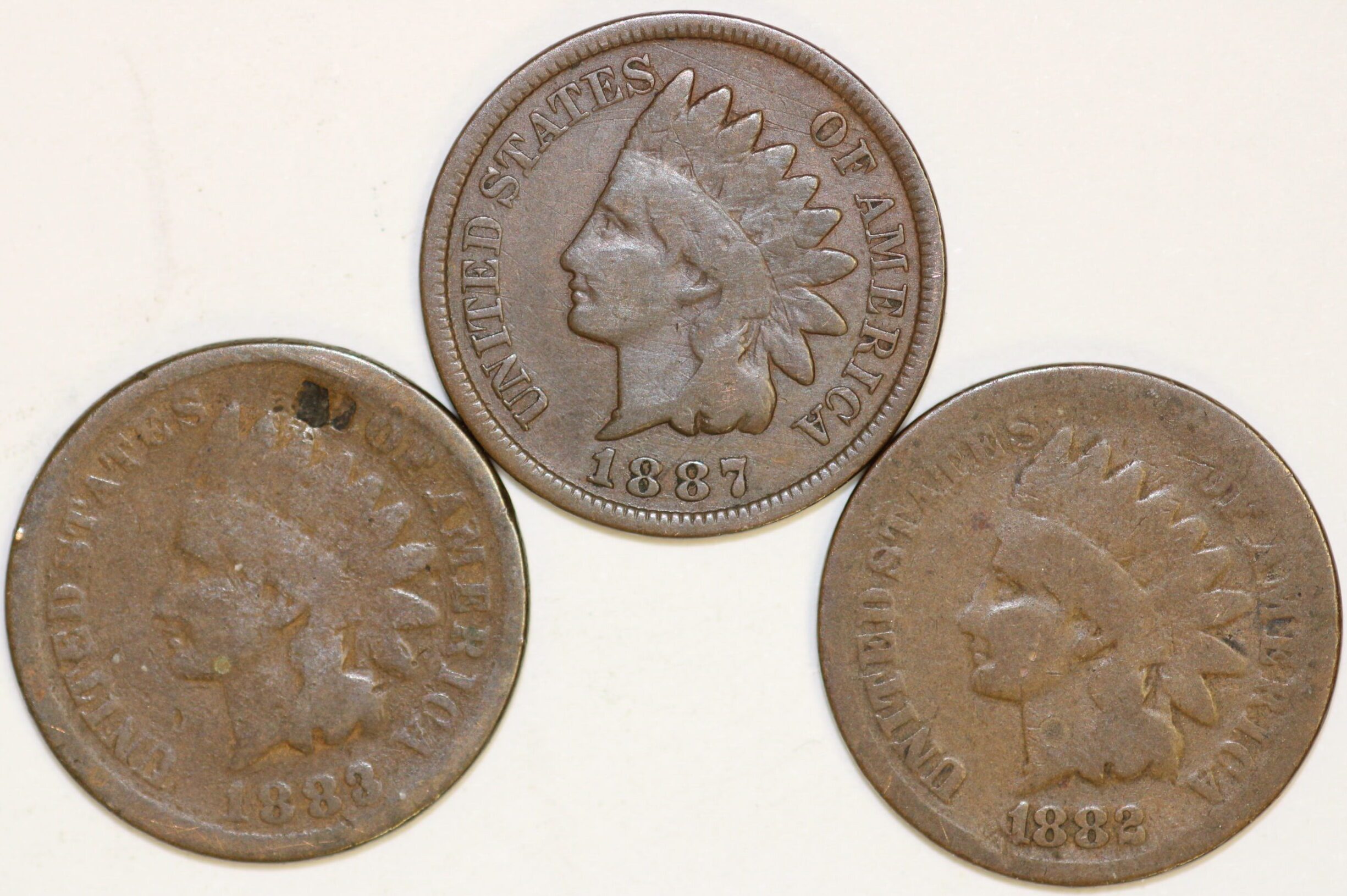 AUCTION- 1882, 1883 & 1887 Indian Head Cents Circulated