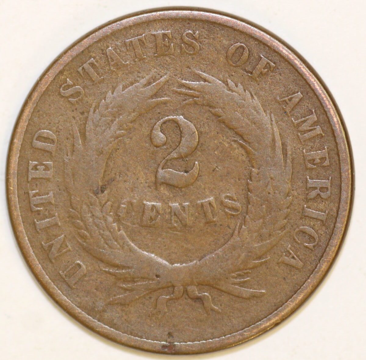 AUCTION- 1867 Two Cent Piece Circulated & Old Cleaning - Image 2