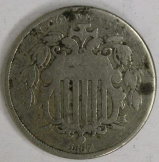 AUCTION-  1867 Shield Nickel Cleaned