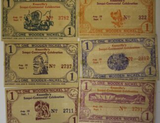 AUCTION- Set of Six Wooden Nickel Flats 150th Anniversary of Knoxville Tennessee August 1941