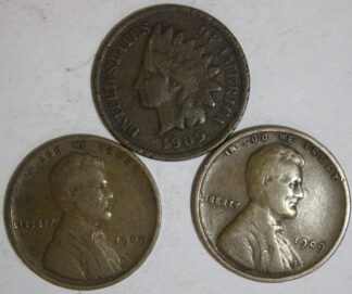 AUCTION- 1909 Indian Cent, 1909 Lincoln Cent & 1909 VDB Lincoln Cent