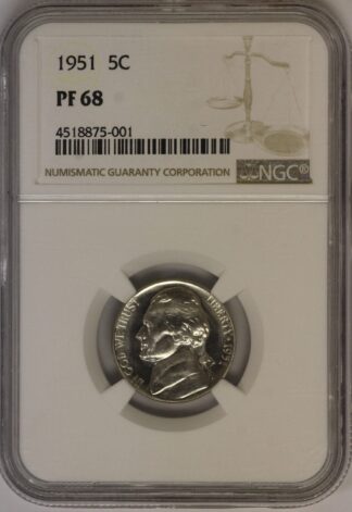 1951 Jefferson Nickel NGC PF68 - Holder Scratched On Reverse Hologram