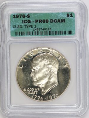 Auction - 1976 S Eisenhower Type 1 Clad Dollar PR69 DCAM ICG