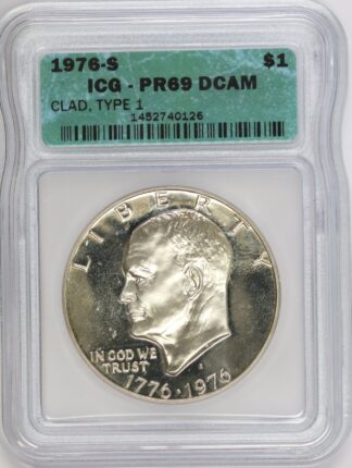 Auction - 1976 S Eisenhower Type 1 Clad Dollar PR69 DCAM ICG