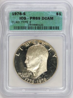 Auction - 1976 S Eisenhower Type 2 Clad Dollar PR69 DCAM ICG