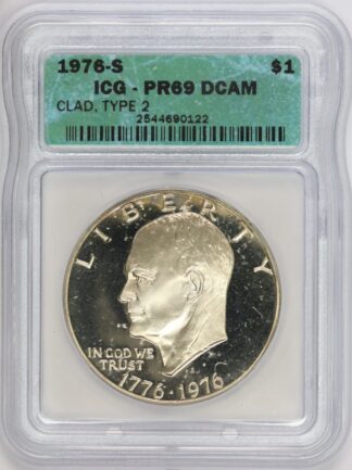 Auction - 1976 S Eisenhower Type 2 Clad Dollar PR69 DCAM ICG