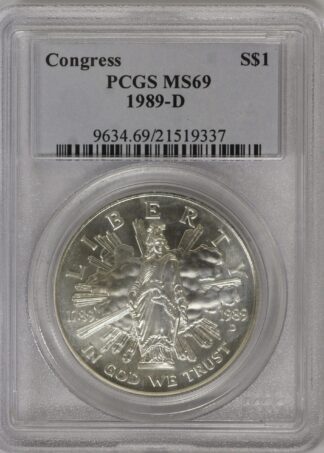 Auction - 1989 D Congressional Commemorative Silver Dollar PCGS MS69