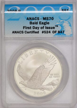 Auction - 2008 P Bald Eagle Commemorative Silver Dollar MS70 ANACS