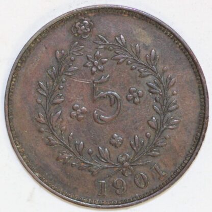 1901 Azores Five Reis Copper High Grade – Portsmouth Coin
