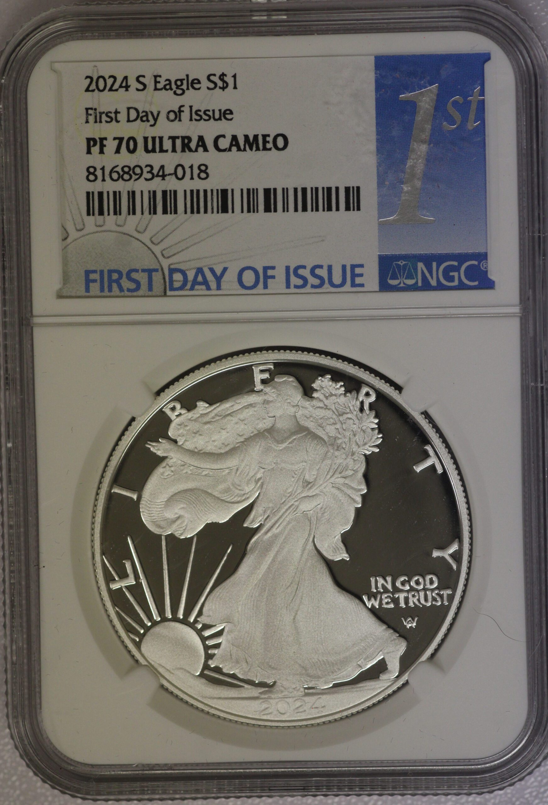 Auction – 2024 S Silver Eagle Proof NGC PF70 Ultra Cameo – First