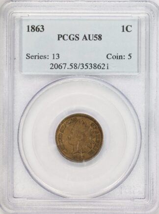 Auction - 1863 Copper Nickel Indian Head Cent AU58 PCGS