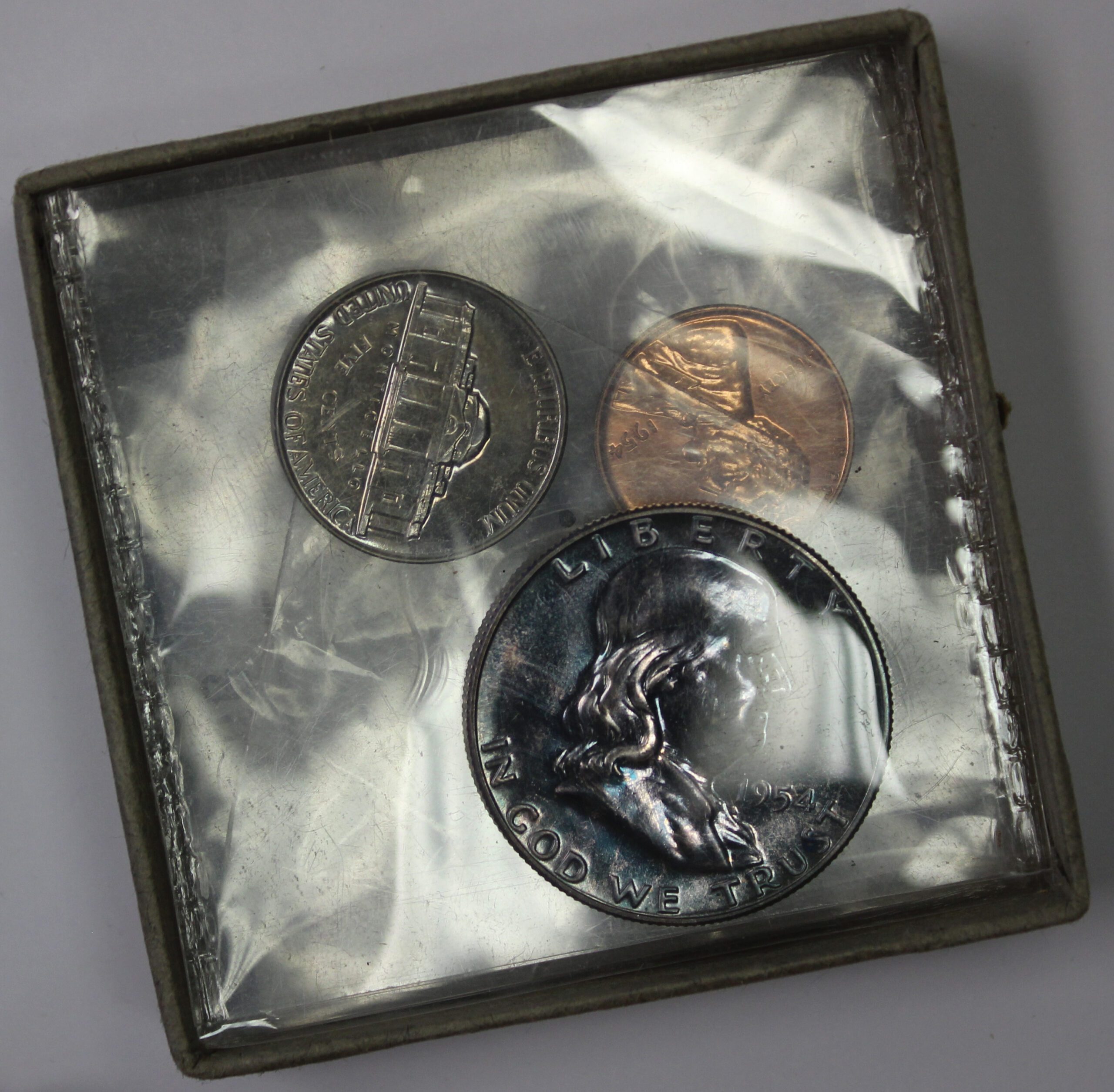 Auction - 1954 Proof Set Coins Have Toning & Cello Isn't Original Has Original Box