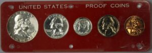 Auction - 1962 Proof Set With Toning On Coins In Broken Red Holder