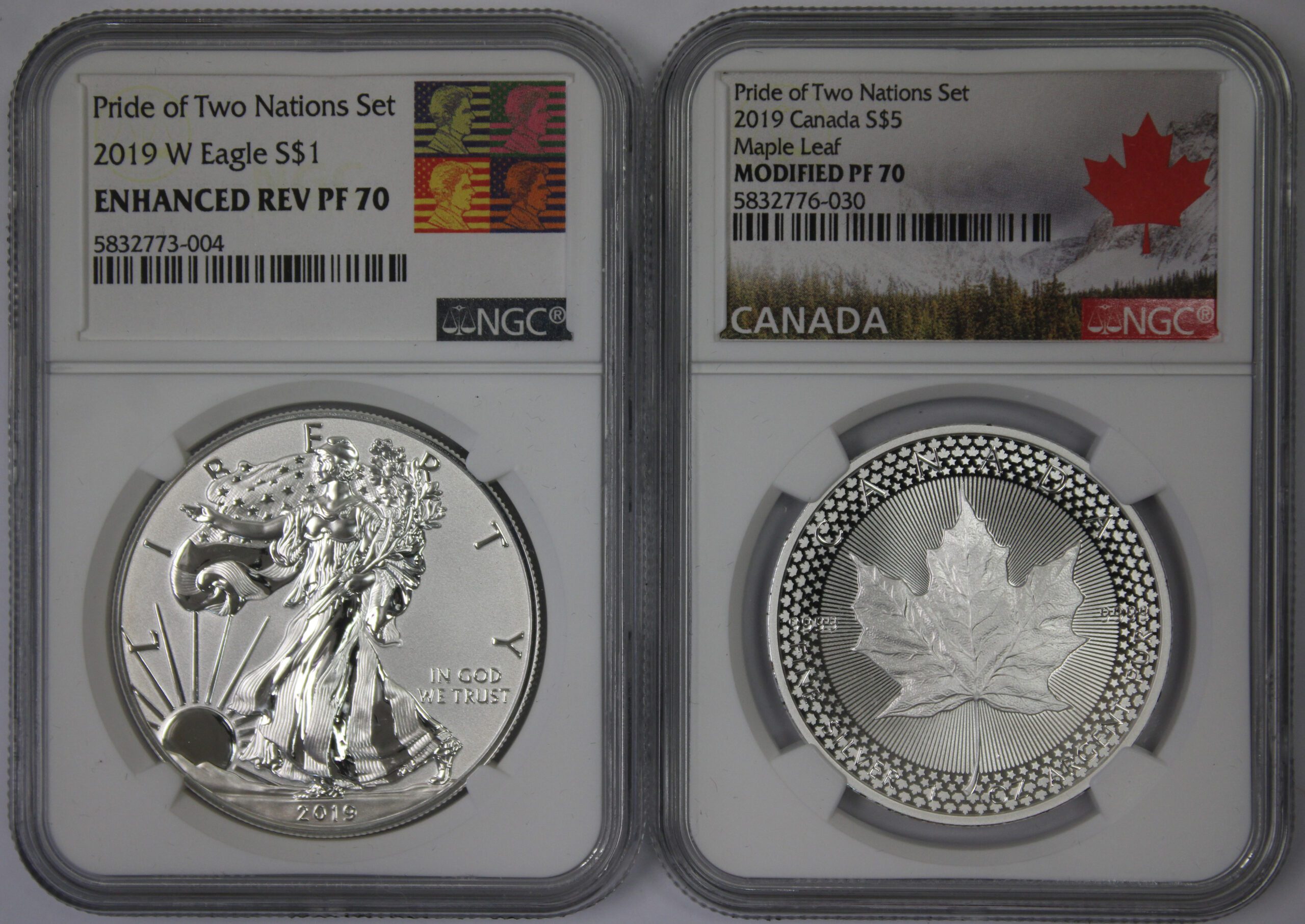 2019 Canada Maple Silver Eagle Pride Of two Nations PF70 Modified